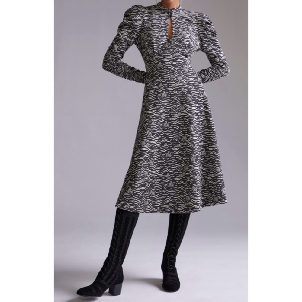 NEW ANTHROPOLOGIE Puff-Sleeved Jacquard Mini Dress